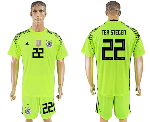 Germany #22 Ter Stegen Shiny Green Goalkeeper Soccer Country Jersey - Click Image to Close
